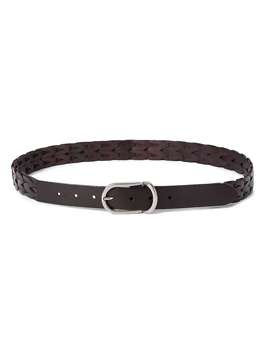 Brunello Cucinelli Men's Braided Leather Belt - Rust Brown | Image 1 Brunello Cucinelli Men's Braided Leather Belt - Rust Brown | Image 1