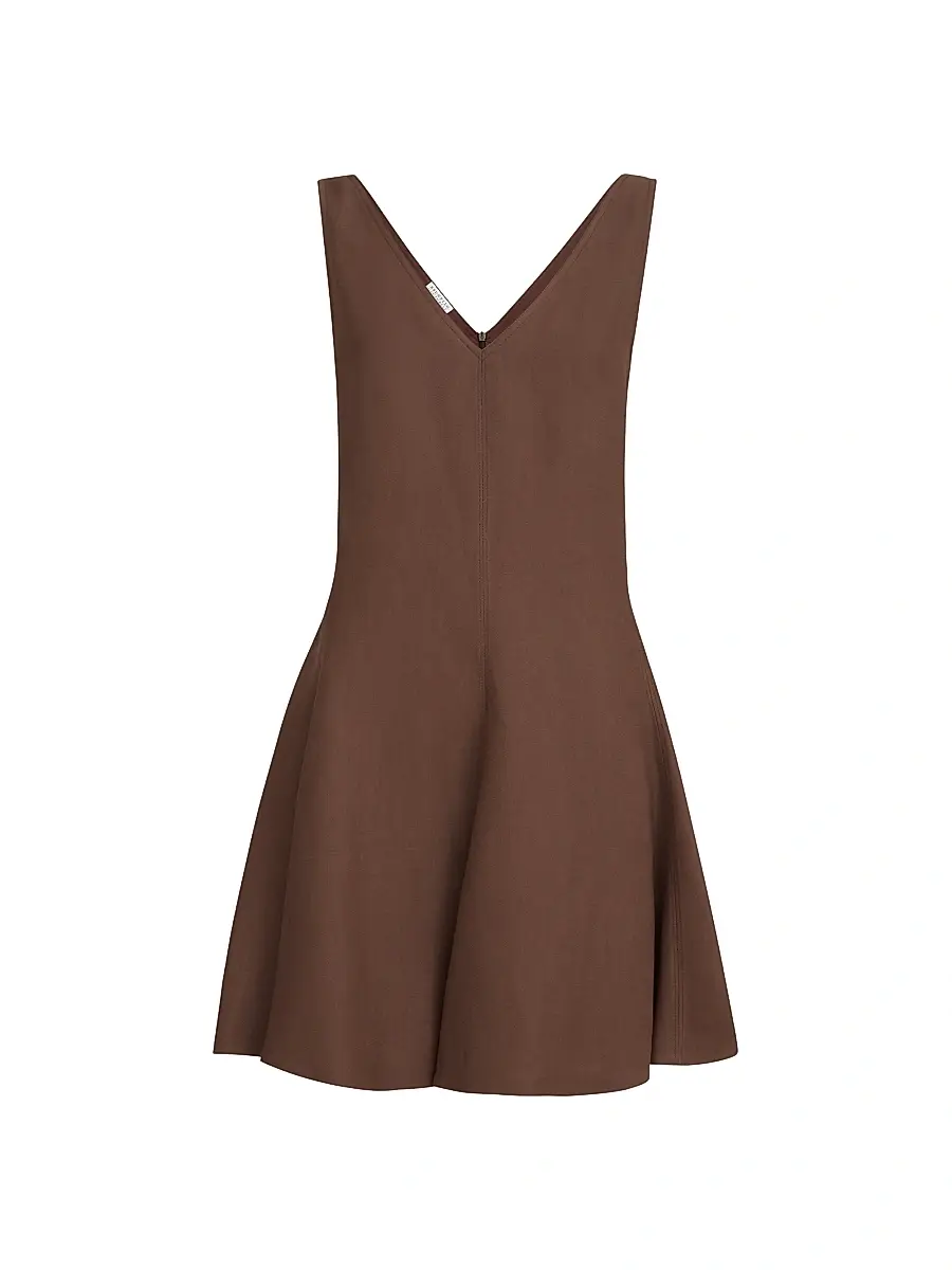 Brunello Cucinelli Women's Viscose and Linen Fluid Twill Mini Dress - Cocoa - Size XXXL | Image 1 Brunello Cucinelli Women's Viscose and Linen Fluid Twill Mini Dress - Cocoa - Size XXXL | Image 1