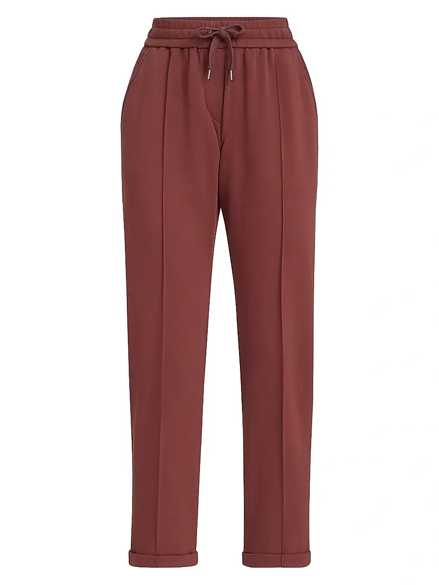 Brunello Cucinelli Women's Stretch Cotton Lightweight French Terry Track Trousers with Monili - Red - Size XXXXXL | Image 1 Brunello Cucinelli Women's Stretch Cotton Lightweight French Terry Track Trousers with Monili - Red - Size XXXXXL | Image 1
