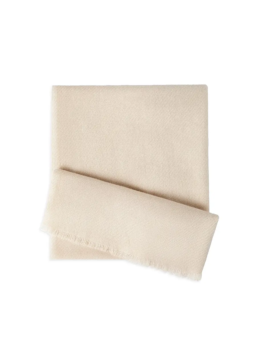 Brunello Cucinelli Men's Cashmere Diagonal Scarf - Sand | Image 1 Brunello Cucinelli Men's Cashmere Diagonal Scarf - Sand | Image 1