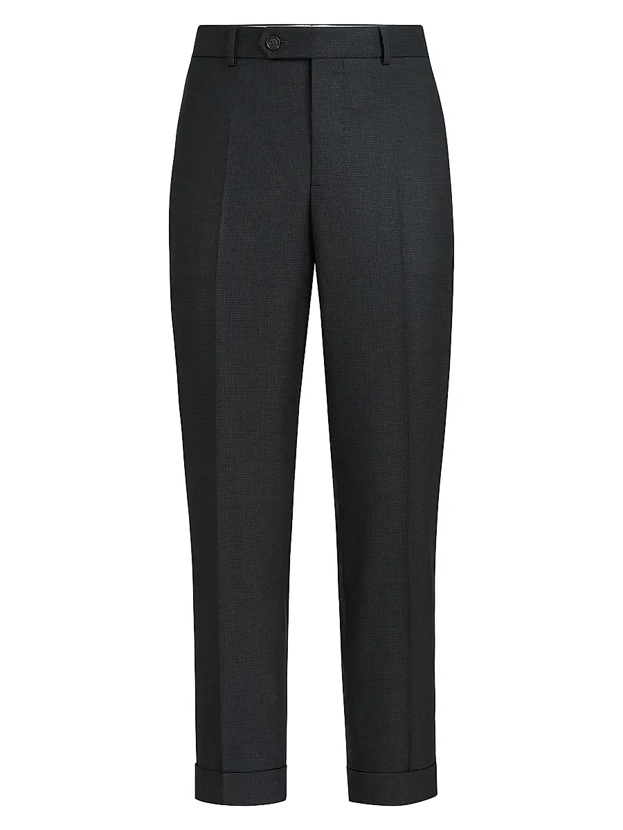 Brunello Cucinelli Men's Virgin Wool Houndstooth Trousers - Anthracite | Image 1 Brunello Cucinelli Men's Virgin Wool Houndstooth Trousers - Anthracite | Image 1