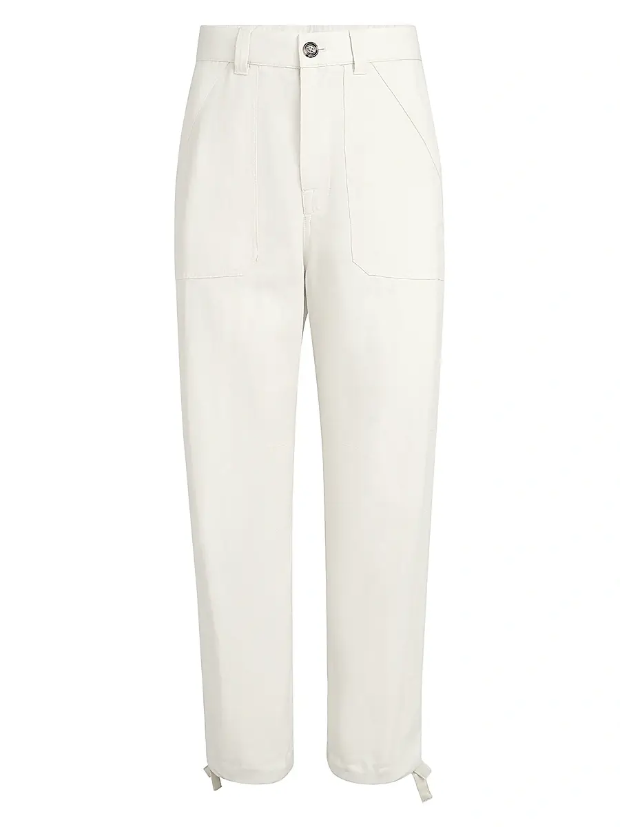 Brunello Cucinelli Men's Linen and Cotton Drill Trousers with Patch Pockets and Drawstring | Image 1 Brunello Cucinelli Men's Linen and Cotton Drill Trousers with Patch Pockets and Drawstring | Image 1