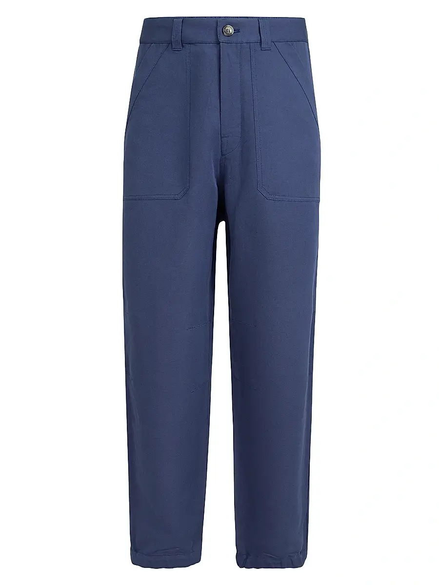 Brunello Cucinelli Men's Linen and Cotton Drill Trousers with Patch Pockets and Drawstring | Image 1 Brunello Cucinelli Men's Linen and Cotton Drill Trousers with Patch Pockets and Drawstring | Image 1