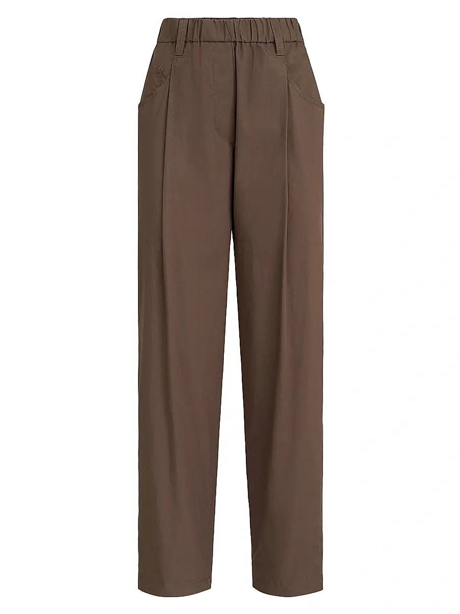 Brunello Cucinelli Women's Lightweight Poplin Five Pocket Track Trousers with Monili - Chocolate - Size 0 | Image 1 Brunello Cucinelli Women's Lightweight Poplin Five Pocket Track Trousers with Monili - Chocolate - Size 0 | Image 1