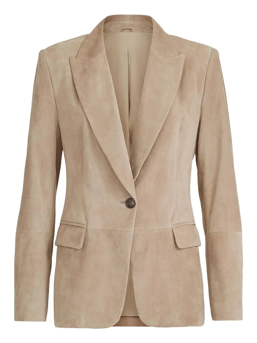Brunello Cucinelli Women's Suede Blazer with Monili - Light Brown