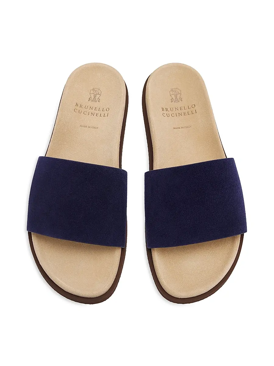 Brunello Cucinelli Men's Suede Slide Sandals | Thumbnail 4 Brunello Cucinelli Men's Suede Slide Sandals | Thumbnail 4