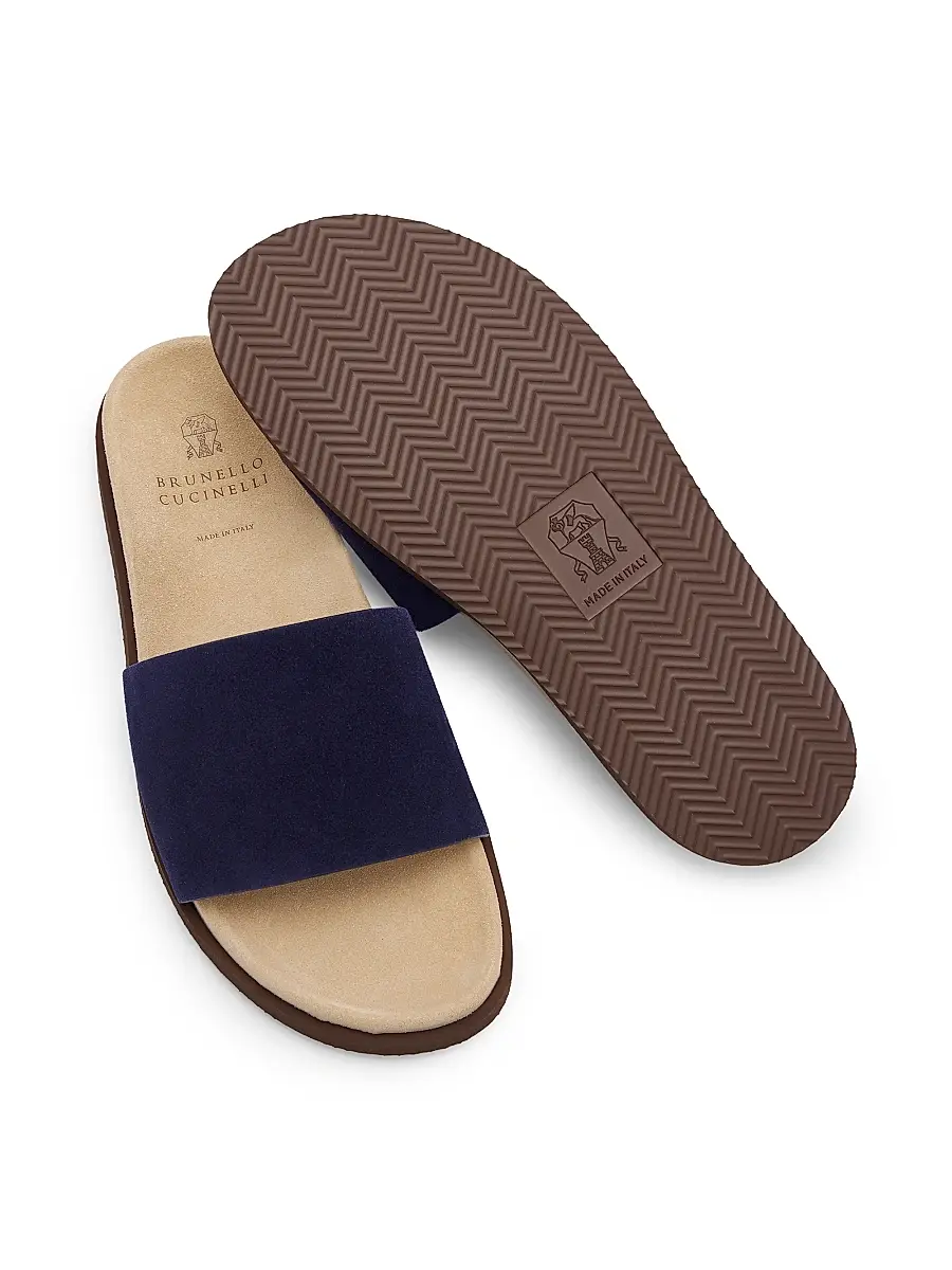 Brunello Cucinelli Men's Suede Slide Sandals | Thumbnail 6 Brunello Cucinelli Men's Suede Slide Sandals | Thumbnail 6