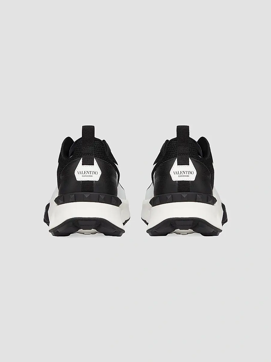 Valentino Men's True Act Low Top Sneakers in Mesh and Rubberized Fabric - Black | Thumbnail 3