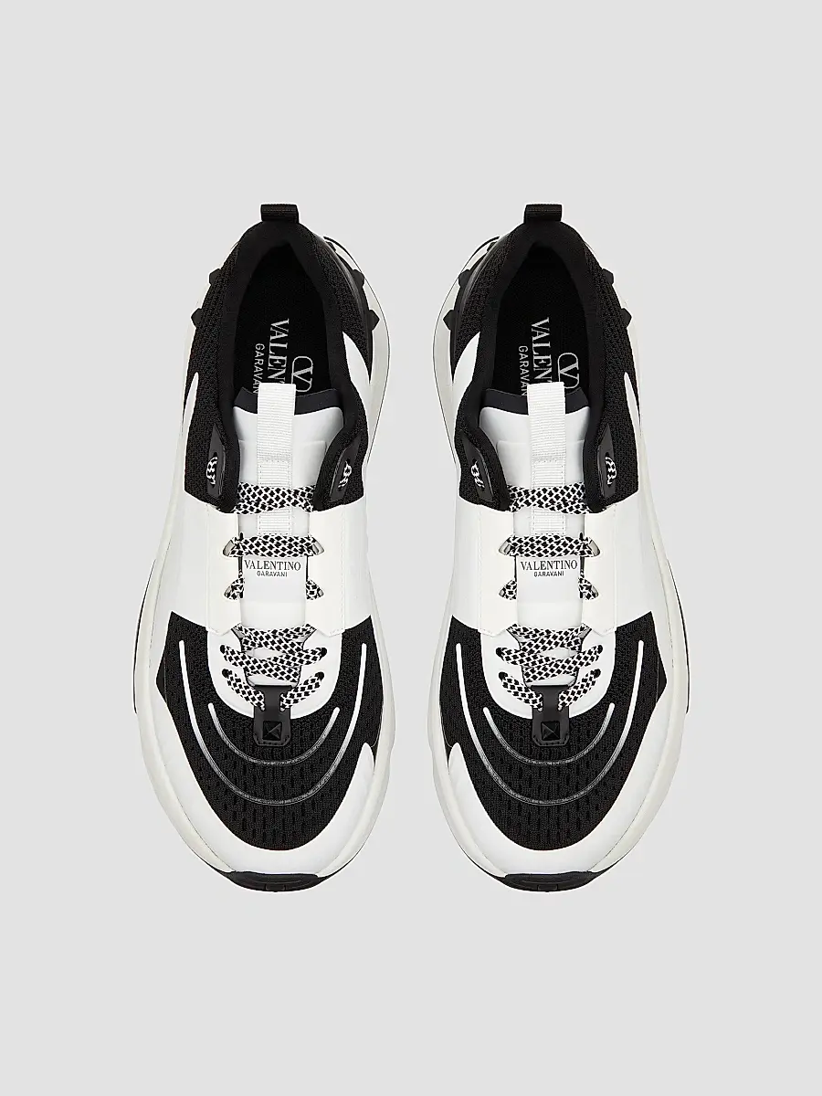 Valentino Men's True Act Low Top Sneakers in Mesh and Rubberized Fabric - Black | Thumbnail 4