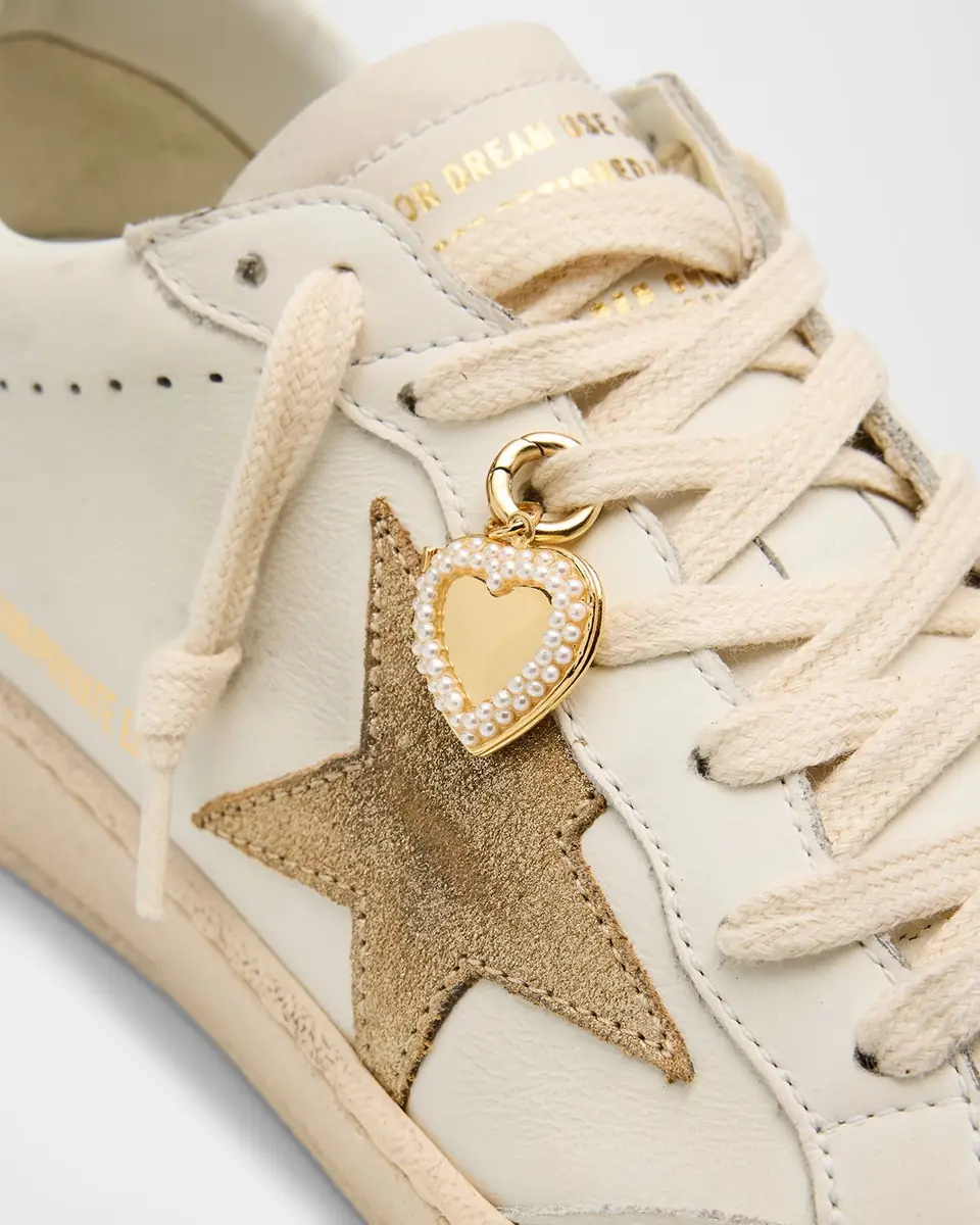 Golden Goose Ball Star Mixed Leather Low-Top Sneakers with Functional Locket | Thumbnail 6 Golden Goose Ball Star Mixed Leather Low-Top Sneakers with Functional Locket | Thumbnail 6