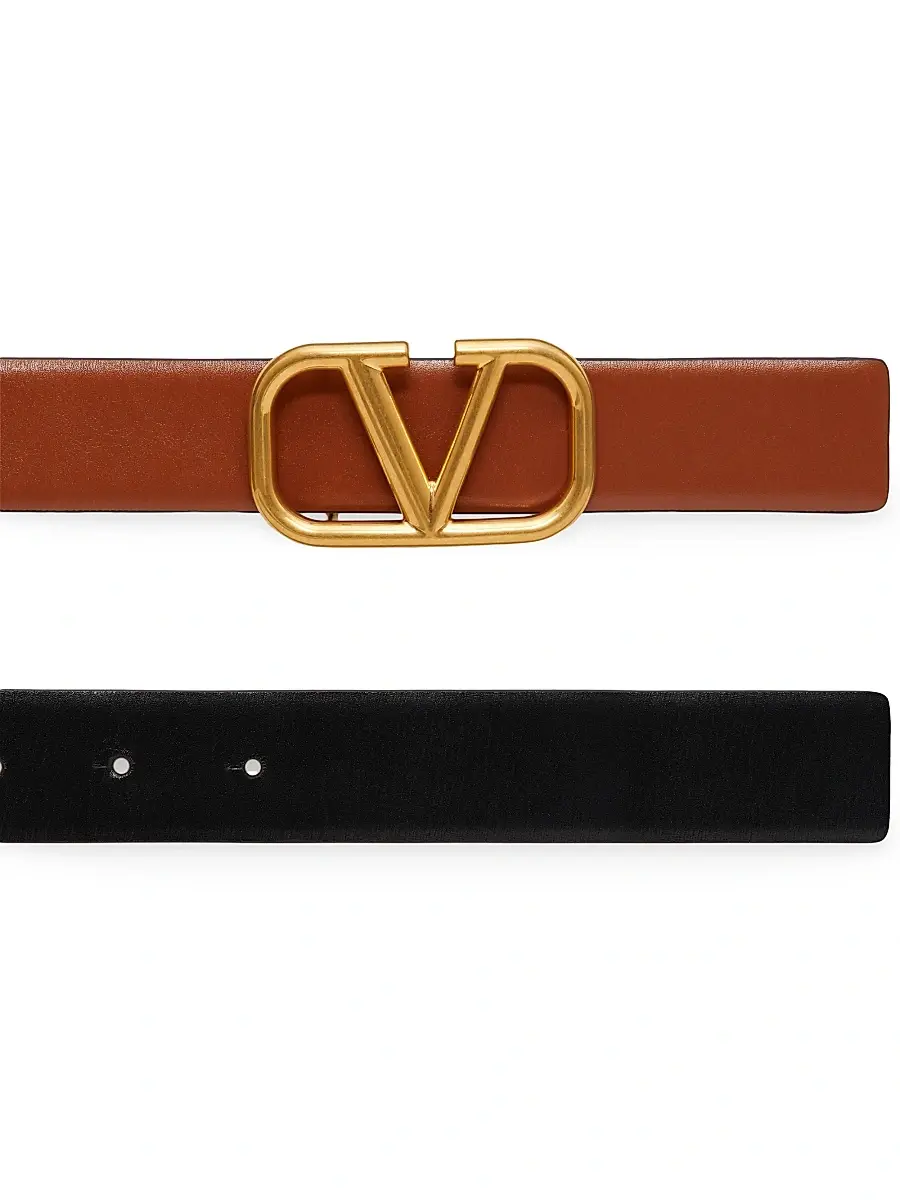 Valentino Women's Reversible VLogo Signature Belt in Glossy Calfskin 30MM | Thumbnail 4