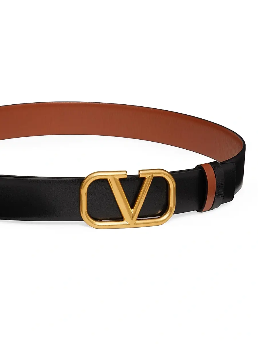Valentino Women's Reversible VLogo Signature Belt in Glossy Calfskin 30MM | Thumbnail 5