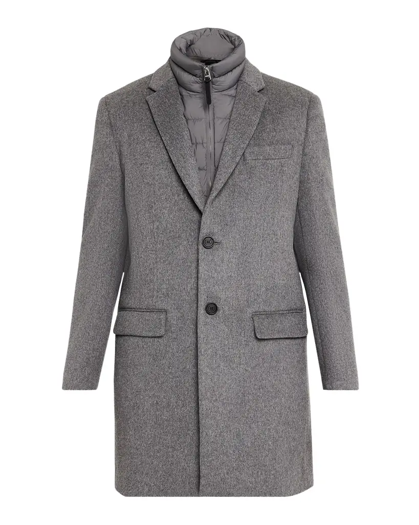 Mackage Men's Wool Topcoat with Removable Down Bib | Image 1 Mackage Men's Wool Topcoat with Removable Down Bib | Image 1