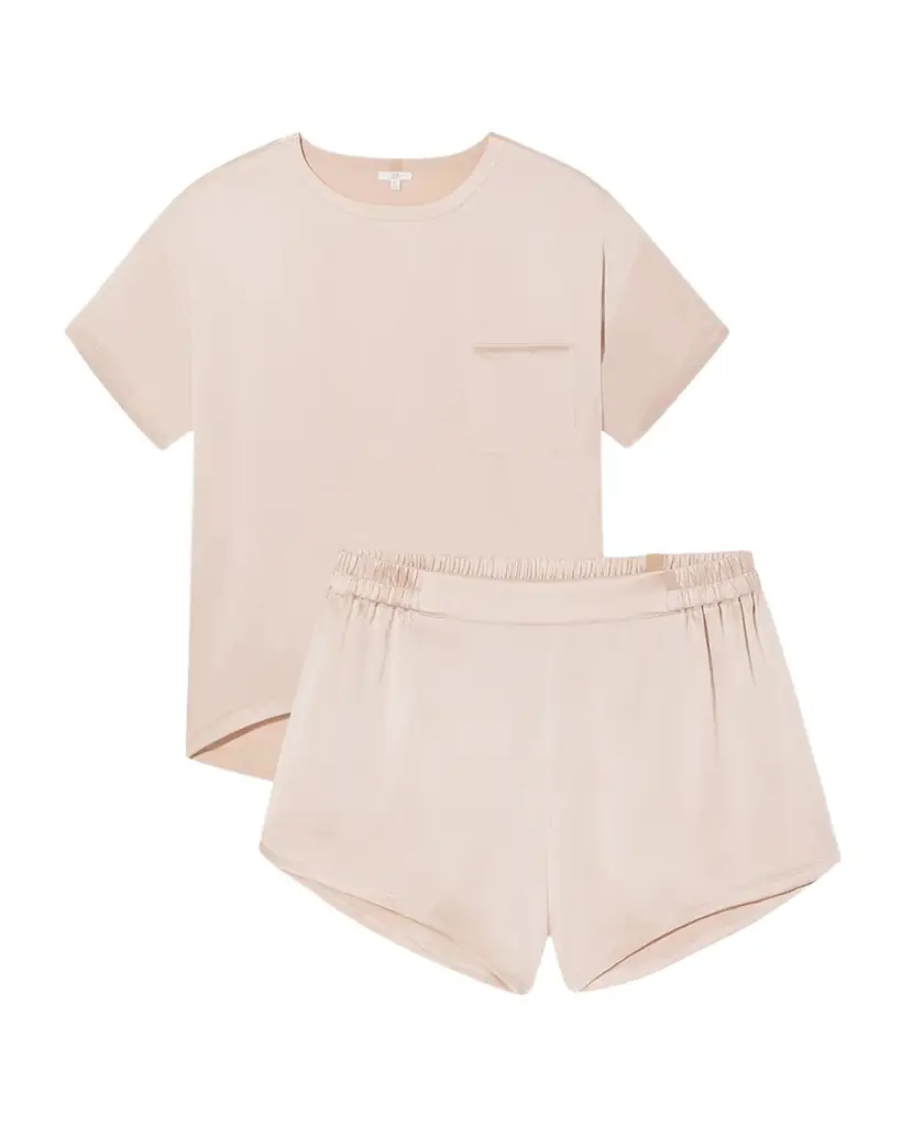Lunya Washable Silk Tee & Shorts Pajama Set | Image 1 Lunya Washable Silk Tee & Shorts Pajama Set | Image 1