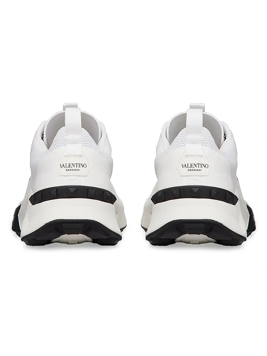 Valentino Men's True Act Low Top Sneakers in Mesh and Rubberized Fabric - White Blck | Thumbnail 3 Valentino Men's True Act Low Top Sneakers in Mesh and Rubberized Fabric - White Blck | Thumbnail 3