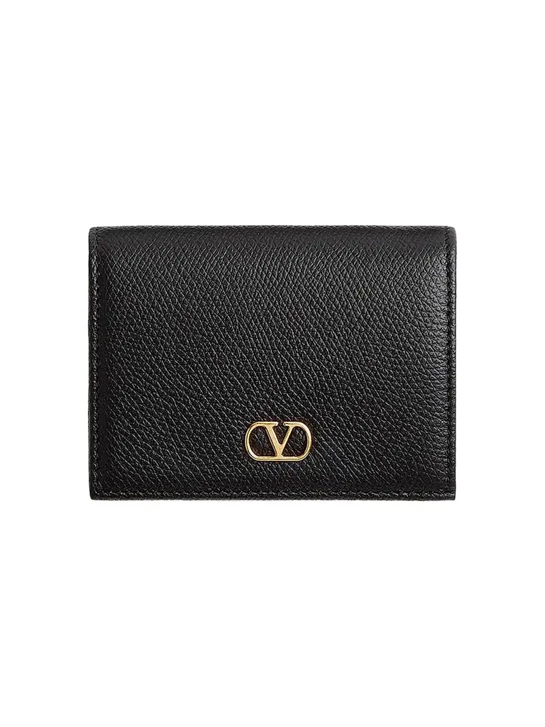 Valentino Garavani Women's VLogo Signature Grainy Calfskin Wallet - Black | Image 1 Valentino Garavani Women's VLogo Signature Grainy Calfskin Wallet - Black | Image 1
