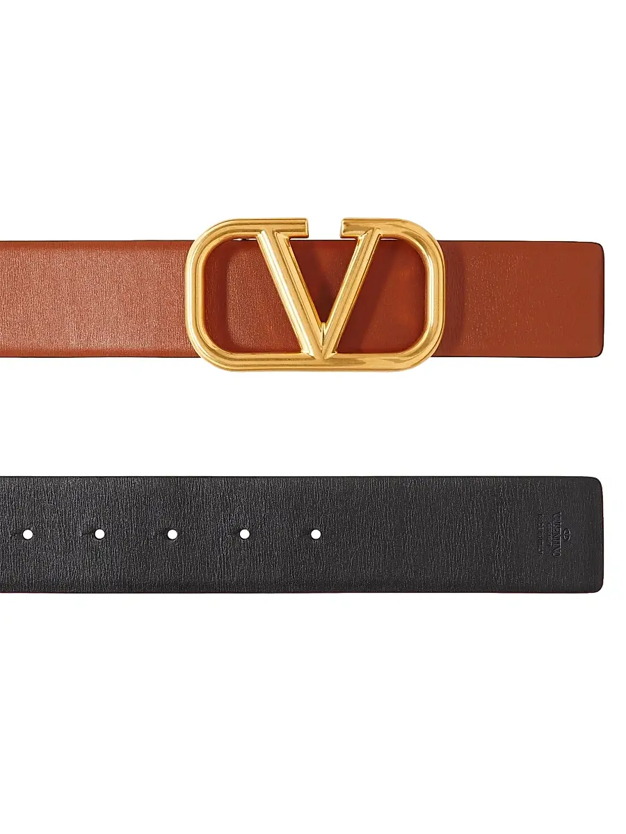 Valentino Women's Reversible VLogo Signature Belt in Calfskin 40MM - Saddle Brown Black | Thumbnail 3 Valentino Women's Reversible VLogo Signature Belt in Calfskin 40MM - Saddle Brown Black | Thumbnail 3