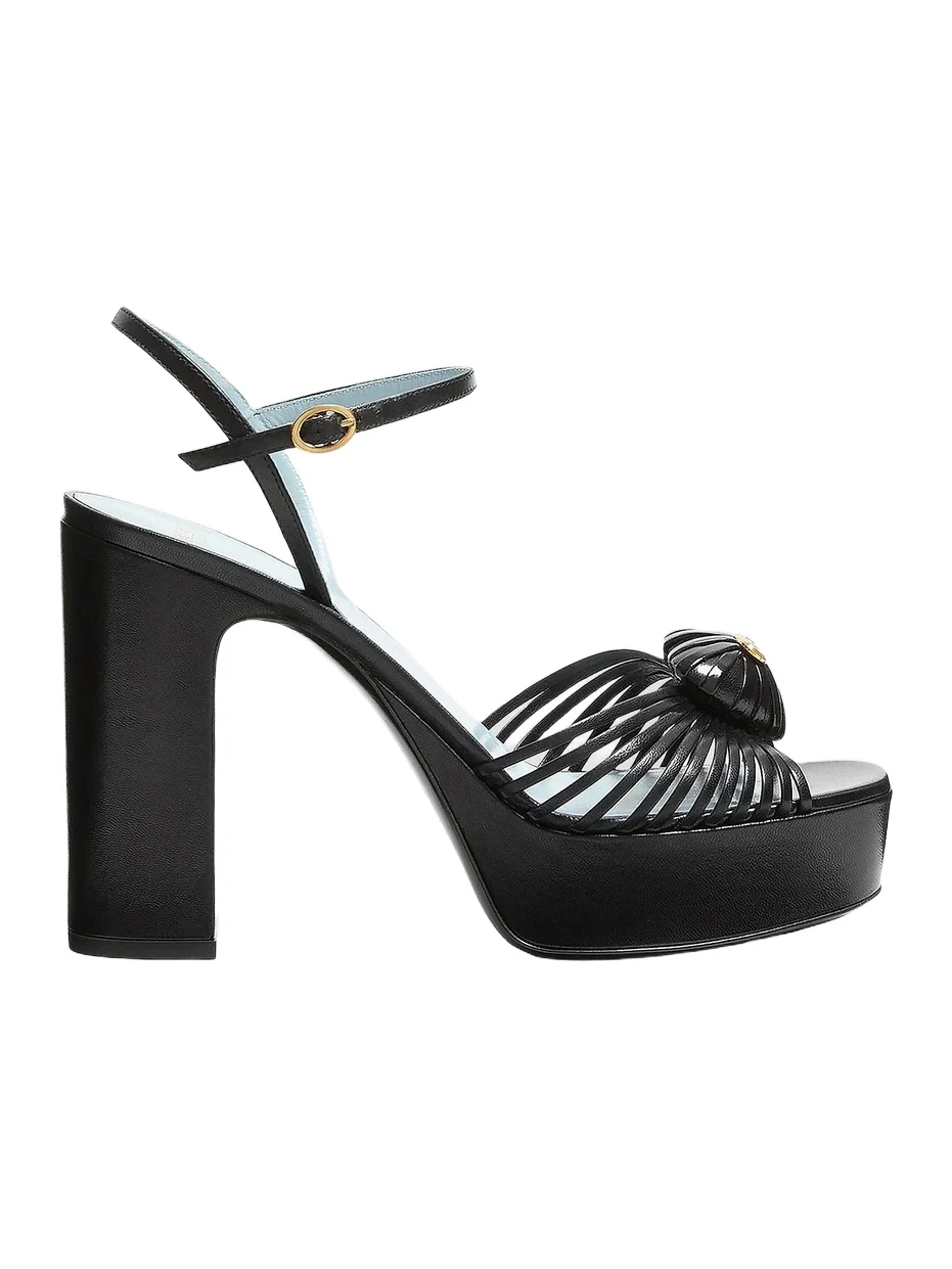 Valentino Women's Sandal Royal 115MM Platform Sandals in Kidskin Leather - Black