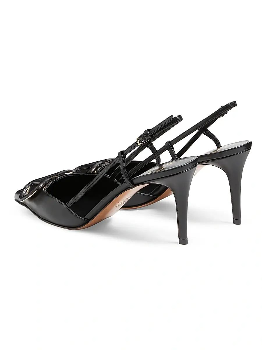Valentino Women's VLogo Signature Calfskin 80MM Slingback Pumps | Thumbnail 3 Valentino Women's VLogo Signature Calfskin 80MM Slingback Pumps | Thumbnail 3