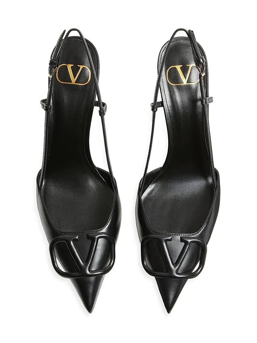 Valentino Women's VLogo Signature Calfskin 80MM Slingback Pumps | Thumbnail 4 Valentino Women's VLogo Signature Calfskin 80MM Slingback Pumps | Thumbnail 4