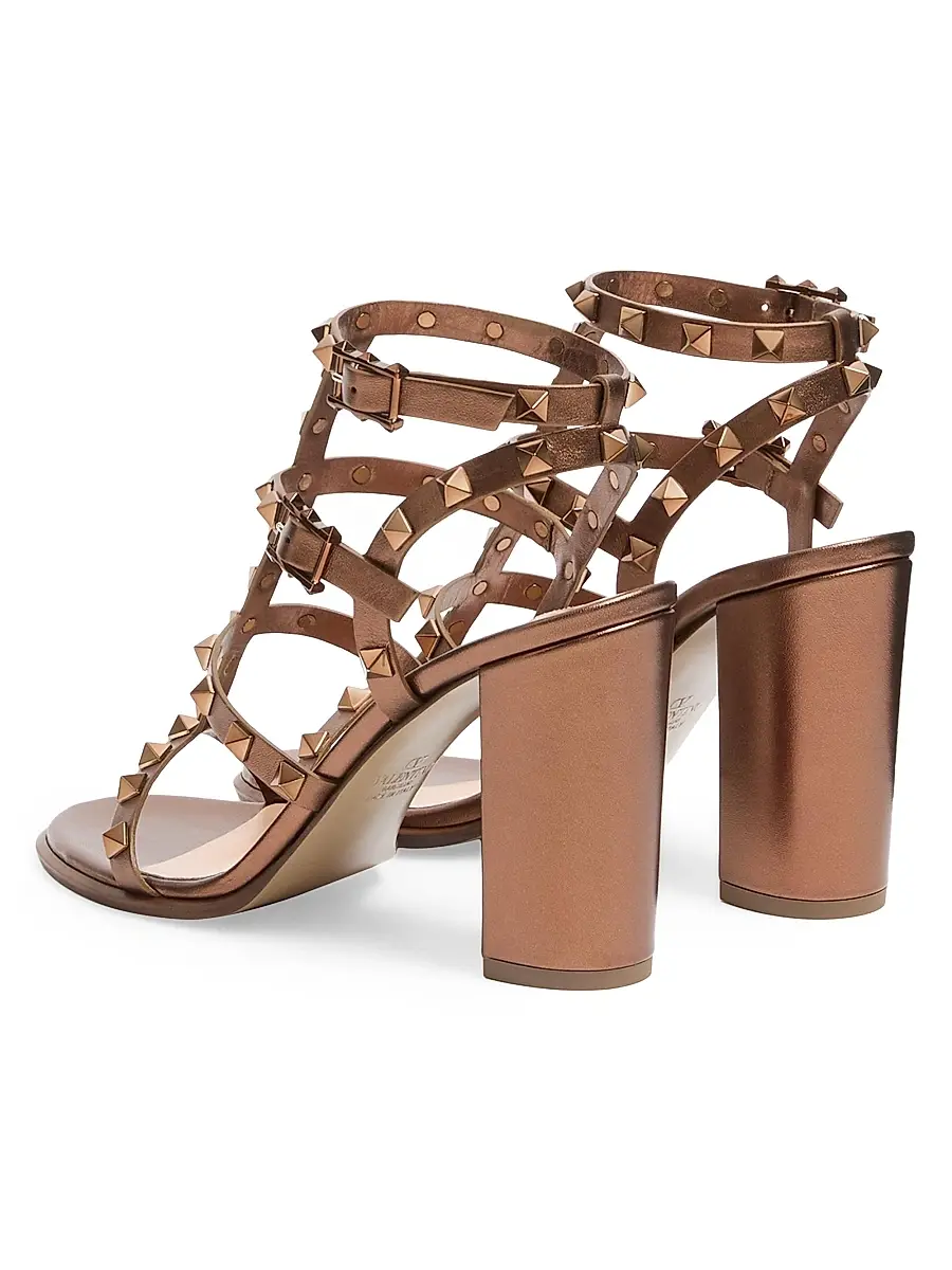 Valentino Women's Rockstud Metallic Calfskin Leather Ankle Strap Sandals 90 MM | Thumbnail 3 Valentino Women's Rockstud Metallic Calfskin Leather Ankle Strap Sandals 90 MM | Thumbnail 3