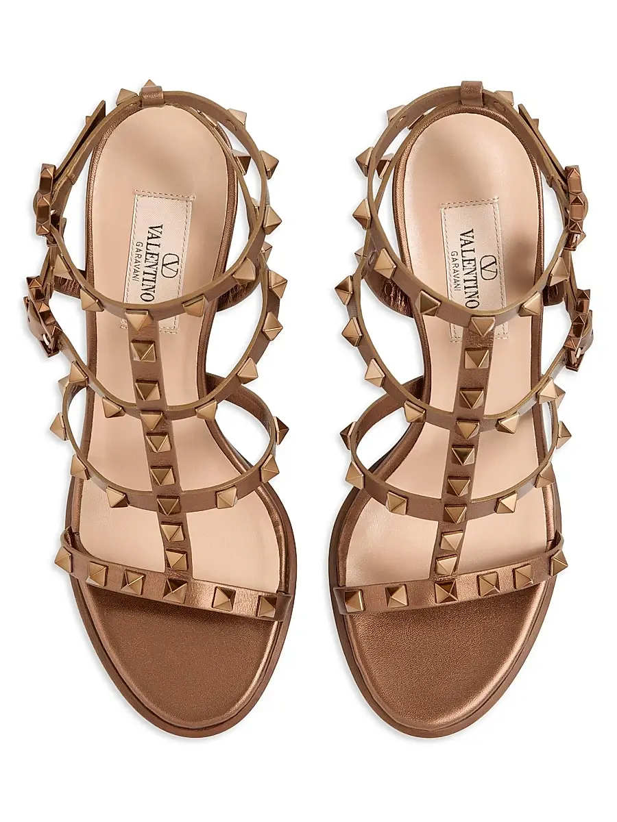 Valentino Women's Rockstud Metallic Calfskin Leather Ankle Strap Sandals 90 MM | Thumbnail 4 Valentino Women's Rockstud Metallic Calfskin Leather Ankle Strap Sandals 90 MM | Thumbnail 4
