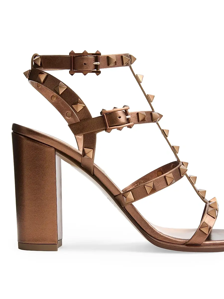 Valentino Women's Rockstud Metallic Calfskin Leather Ankle Strap Sandals 90 MM | Thumbnail 6 Valentino Women's Rockstud Metallic Calfskin Leather Ankle Strap Sandals 90 MM | Thumbnail 6