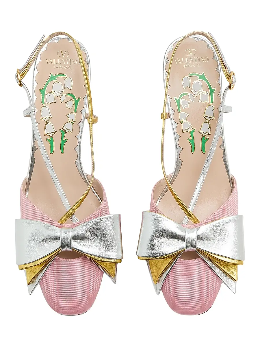 Valentino Women's Bowow 45MM Slingback Pumps in Moire Fabric | Thumbnail 2 Valentino Women's Bowow 45MM Slingback Pumps in Moire Fabric | Thumbnail 2