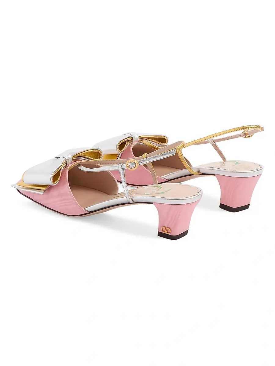 Valentino Women's Bowow 45MM Slingback Pumps in Moire Fabric | Thumbnail 3 Valentino Women's Bowow 45MM Slingback Pumps in Moire Fabric | Thumbnail 3