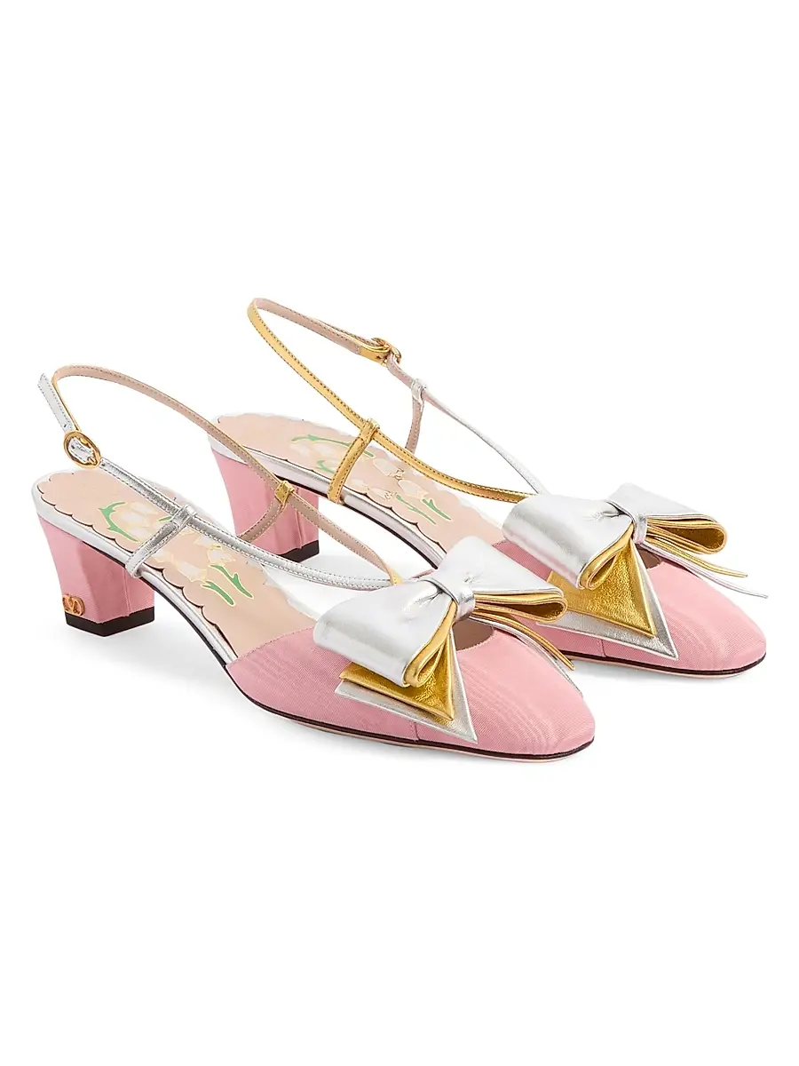 Valentino Women's Bowow 45MM Slingback Pumps in Moire Fabric