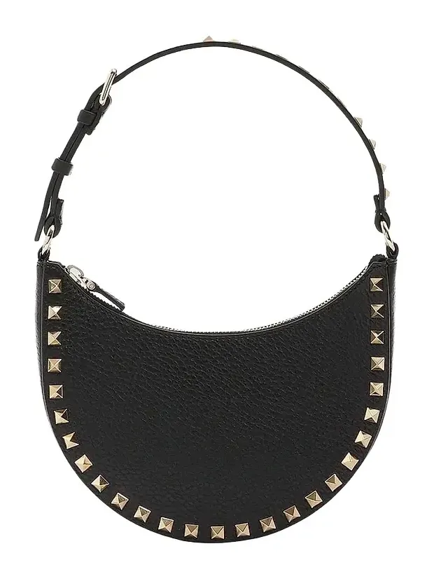 Women's Mini Rockstud Hobo Bag in Grainy Calfskin - Black Women's Mini Rockstud Hobo Bag in Grainy Calfskin - Black