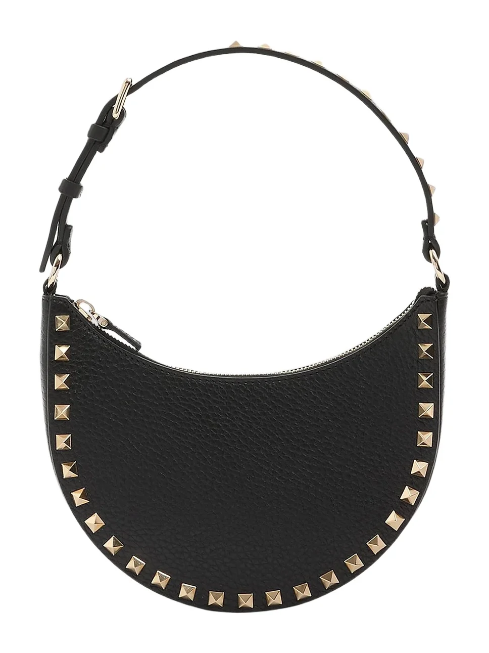 Valentino Women's Mini Rockstud Hobo Bag in Grainy Calfskin - Black