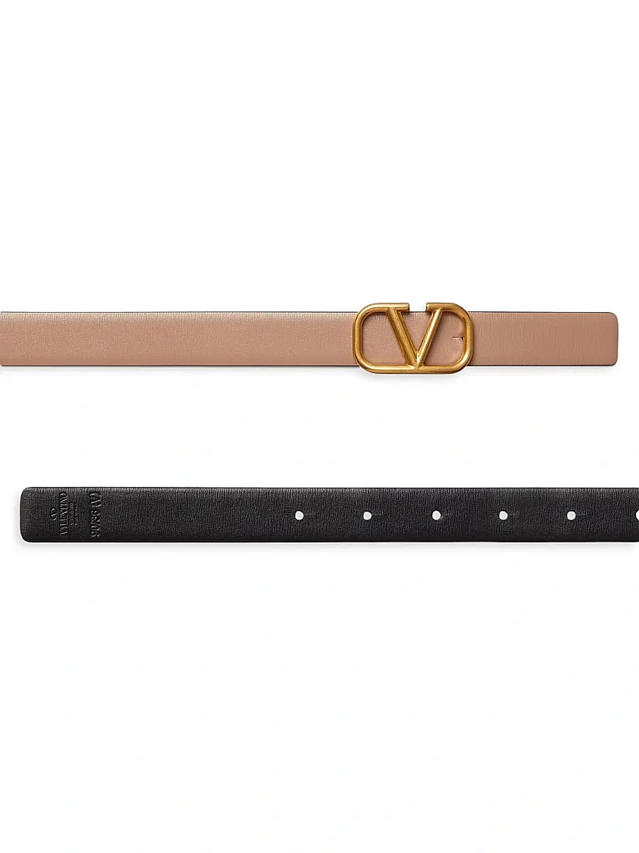 Valentino Garavani Women's Reversible Vlogo Signature Belt in Glossy Calfskin 20MM - Smokey Beige Black | Thumbnail 3 Valentino Garavani Women's Reversible Vlogo Signature Belt in Glossy Calfskin 20MM - Smokey Beige Black | Thumbnail 3