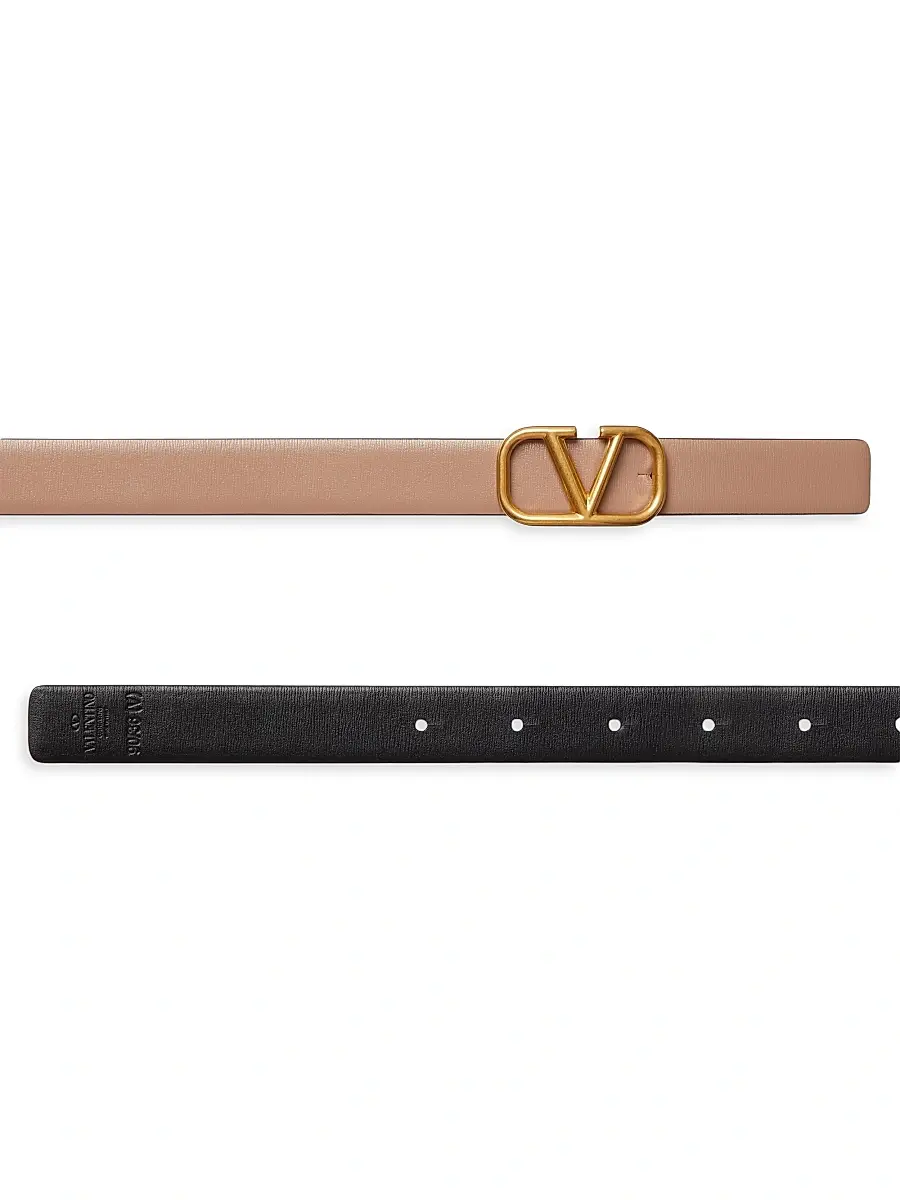 Valentino Garavani Women's Reversible Vlogo Signature Belt in Glossy Calfskin 20MM - Smokey Beige Black | Thumbnail 6 Valentino Garavani Women's Reversible Vlogo Signature Belt in Glossy Calfskin 20MM - Smokey Beige Black | Thumbnail 6