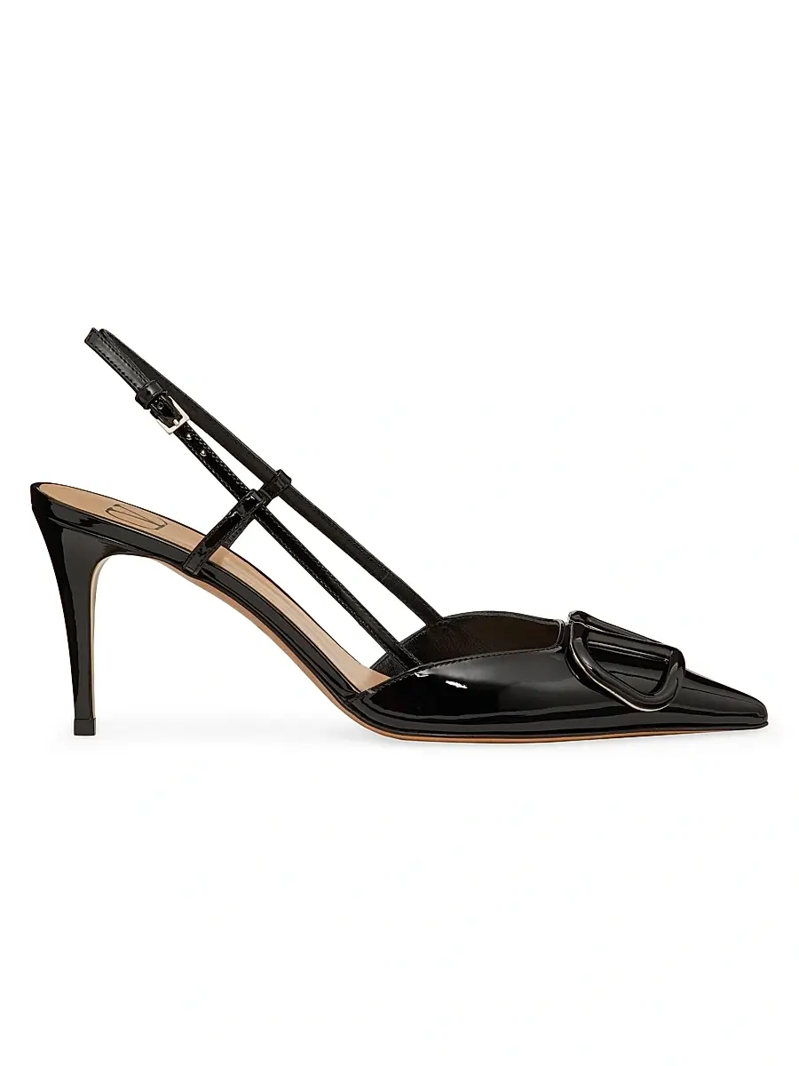 Women's VLogo Signature Patent Leather Slingback Pumps Women's VLogo Signature Patent Leather Slingback Pumps