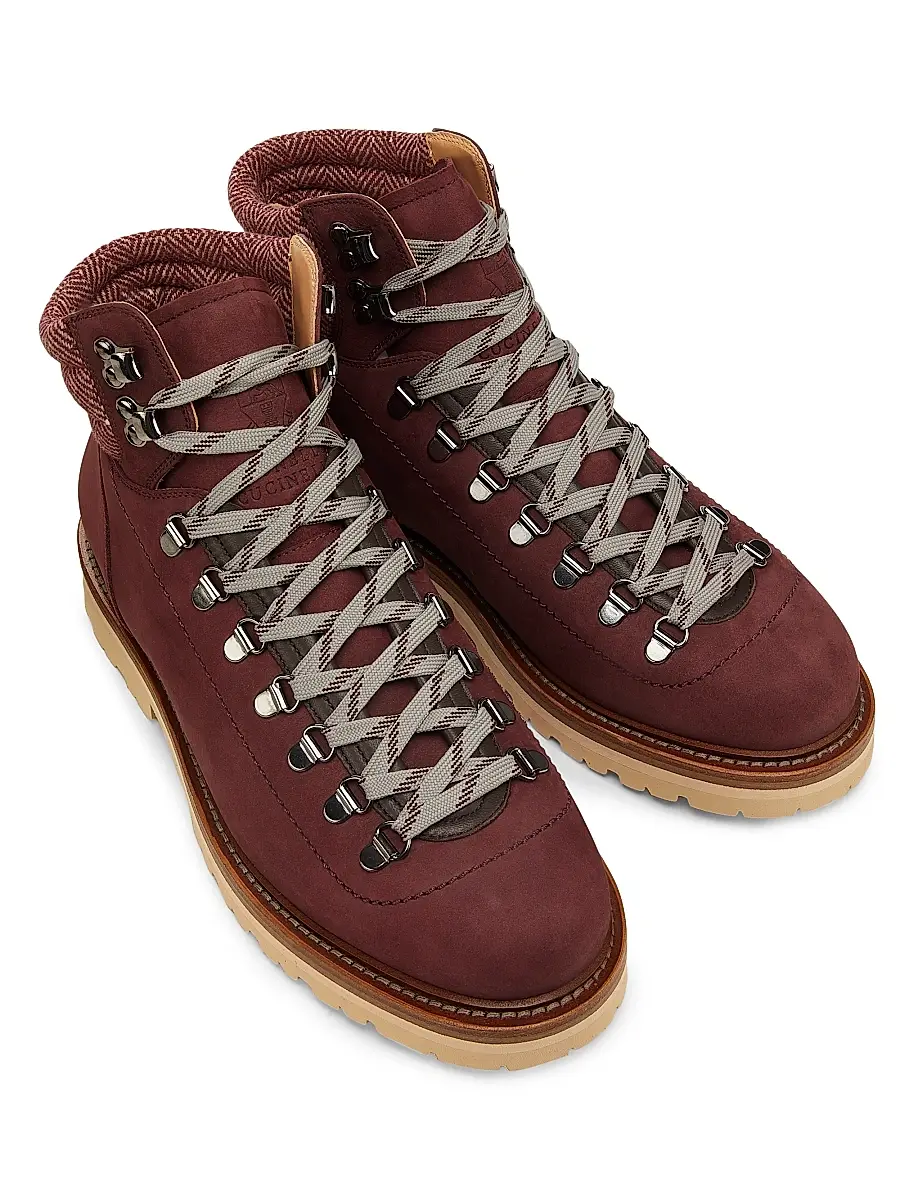 Brunello Cucinelli Men's Leather Hiking Boots | Thumbnail 4