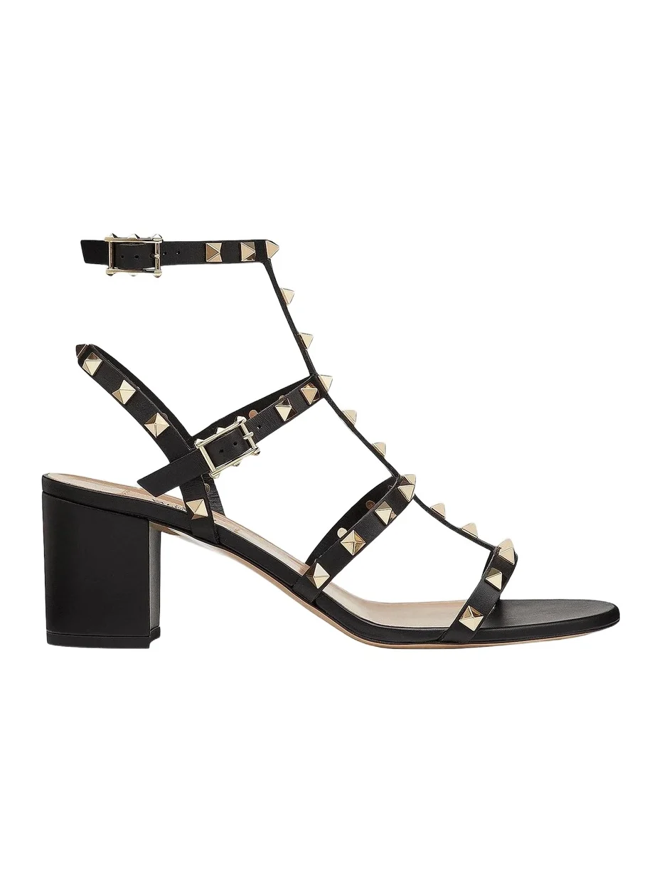 Women's Rockstud Calfskin Ankle Strap Sandals
