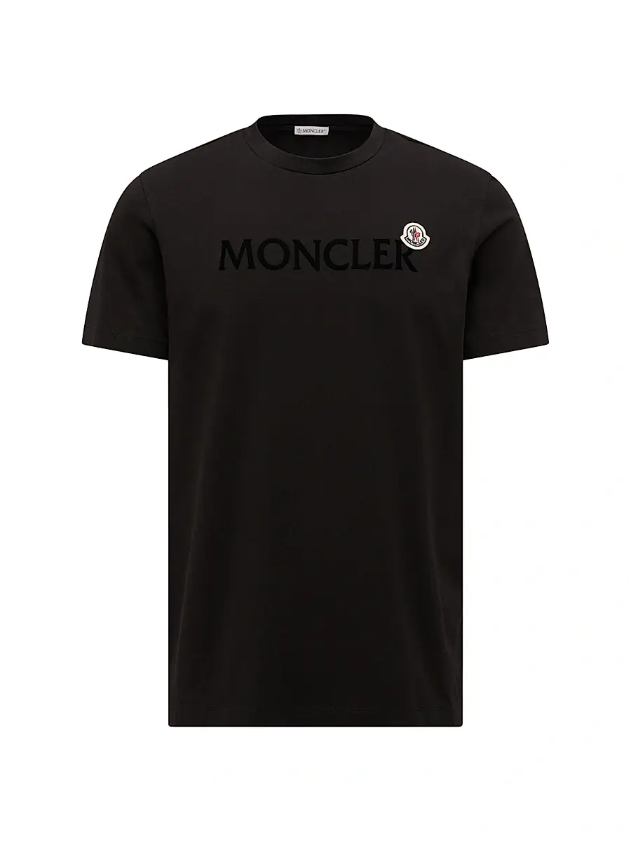 Moncler Men's Crew-Neck T-Shirt in Cotton - Black | Image 1 Moncler Men's Crew-Neck T-Shirt in Cotton - Black | Image 1