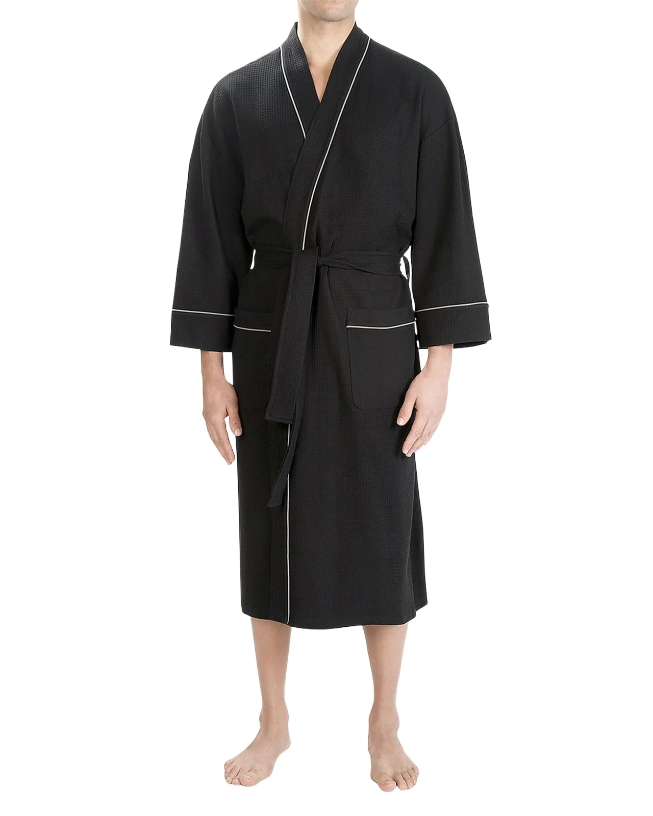 Men's Waffle Knit Kimono Robe Men's Waffle Knit Kimono Robe