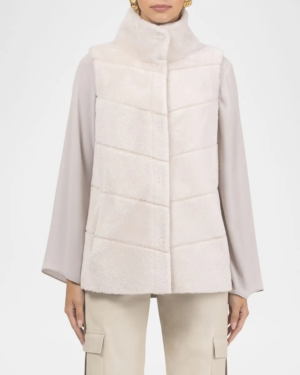 Gorski Reversible Textured Lamb Shearling Vest | Thumbnail 4 Gorski Reversible Textured Lamb Shearling Vest | Thumbnail 4