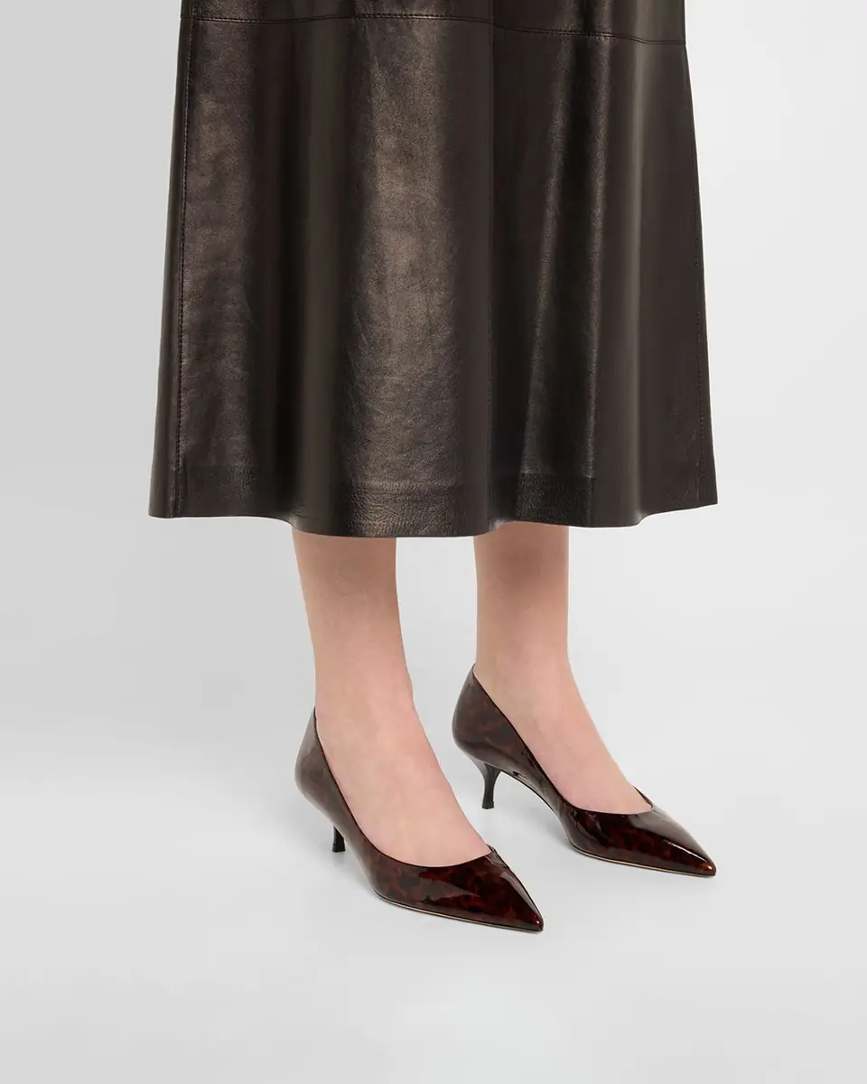 Stuart Weitzman Stuart Power Tortoise Leather Pumps | Thumbnail 2