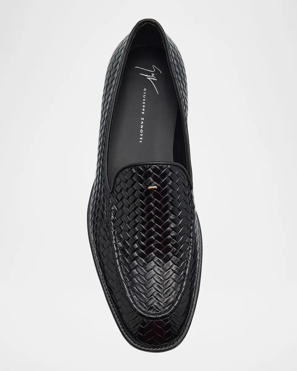 Giuseppe Zanotti Men's Sorrento 15 Woven Leather Loafers | Thumbnail 4