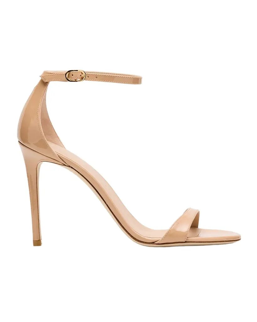 Stuart Weitzman Nudist II Patent Ankle-Strap Sandals | Image 1 Stuart Weitzman Nudist II Patent Ankle-Strap Sandals | Image 1