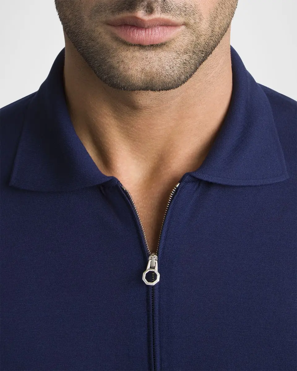 Stefano Ricci Men's Quarter-Zip Short-Sleeve Polo Sweater | Thumbnail 6