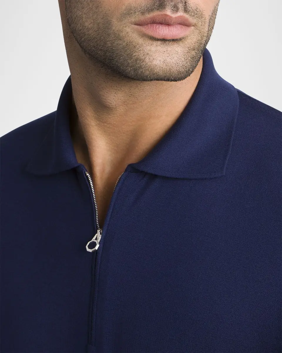 Stefano Ricci Men's Quarter-Zip Short-Sleeve Polo Sweater | Thumbnail 7