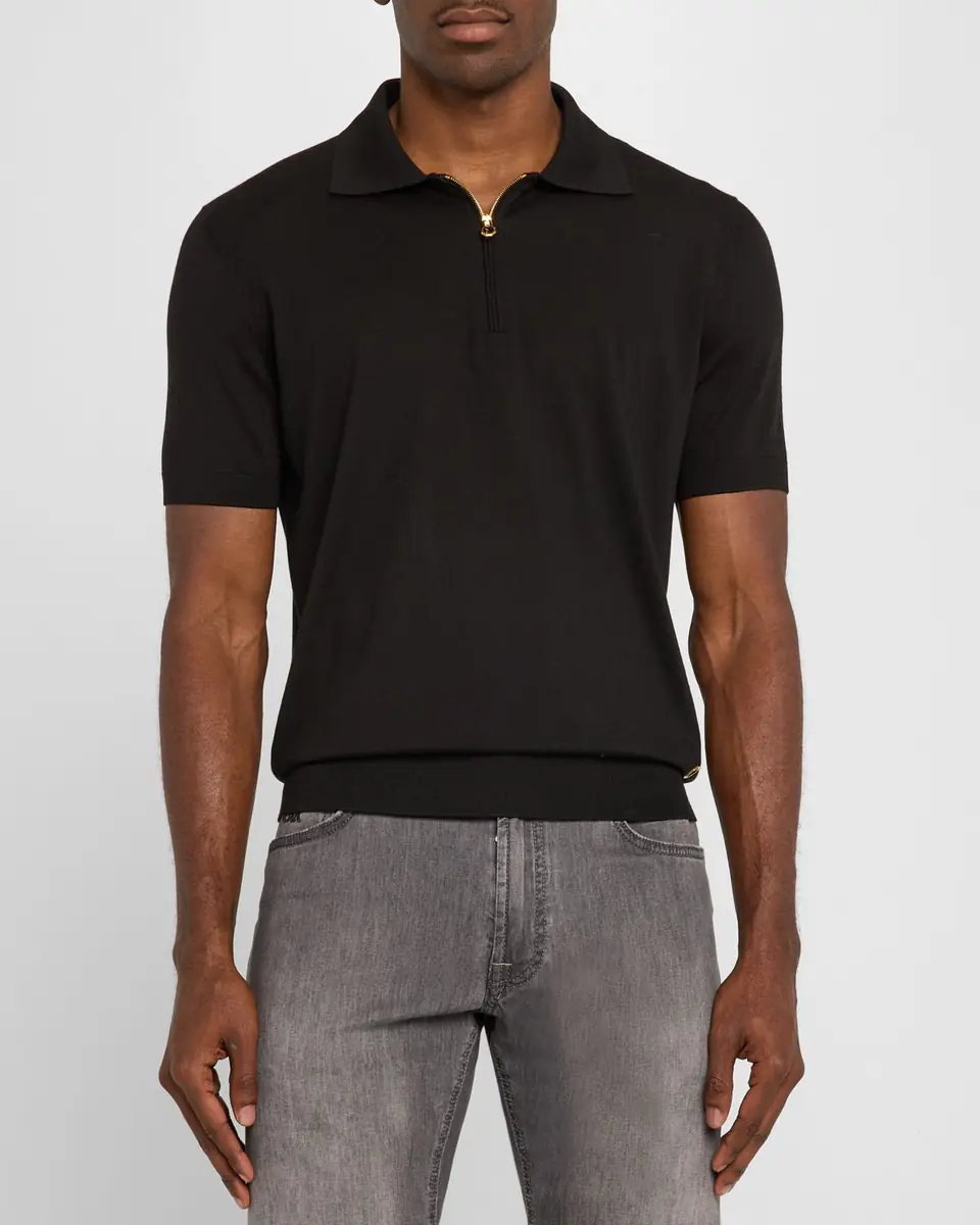 Stefano Ricci Men's Quarter-Zip Short-Sleeve Polo Sweater | Thumbnail 3