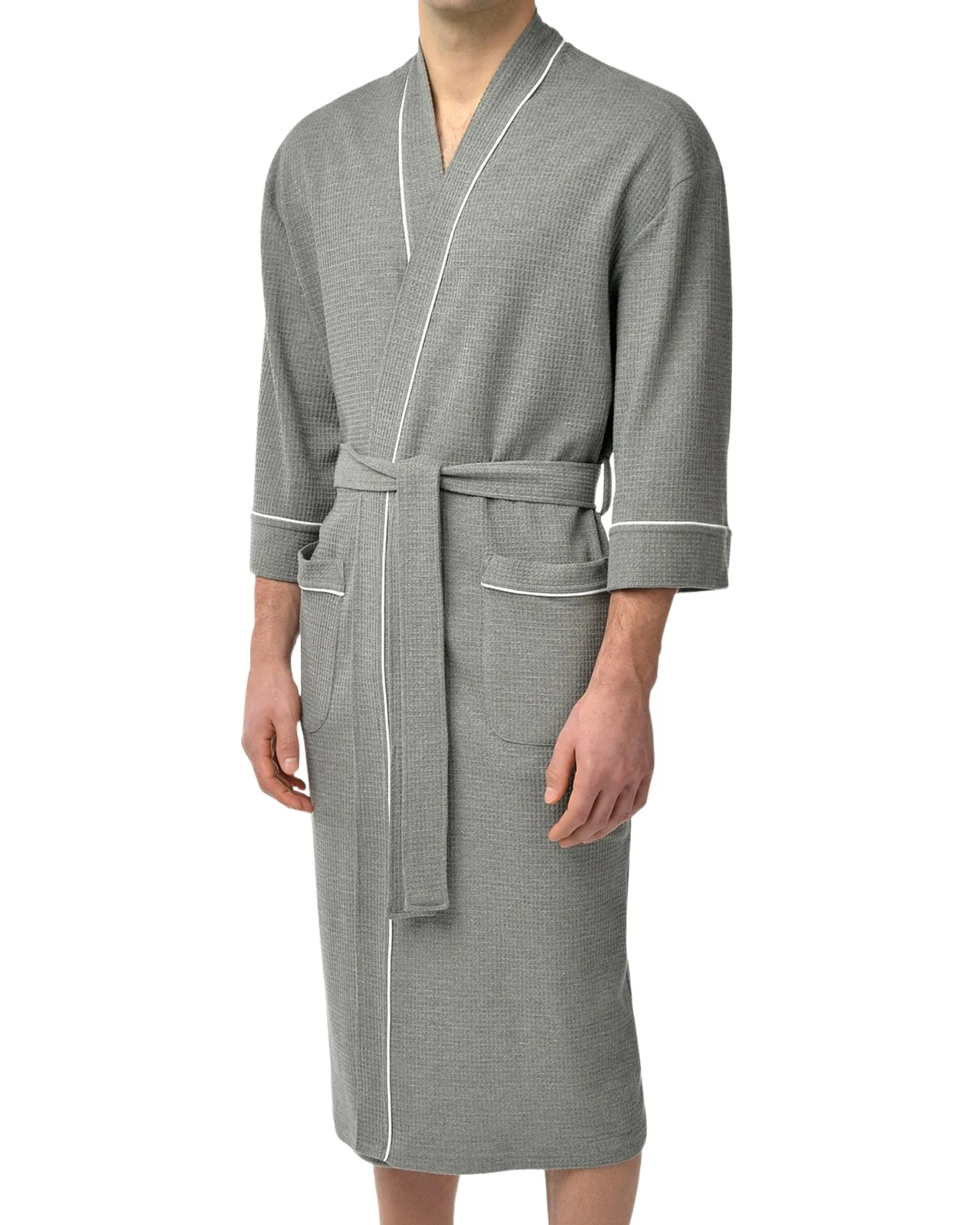 Majestic International Men's Waffle Knit Kimono Robe
