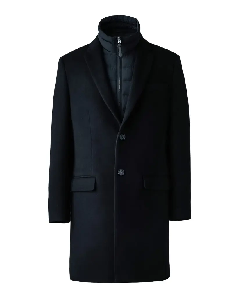 Mackage Men's Wool Topcoat with Removable Down Bib