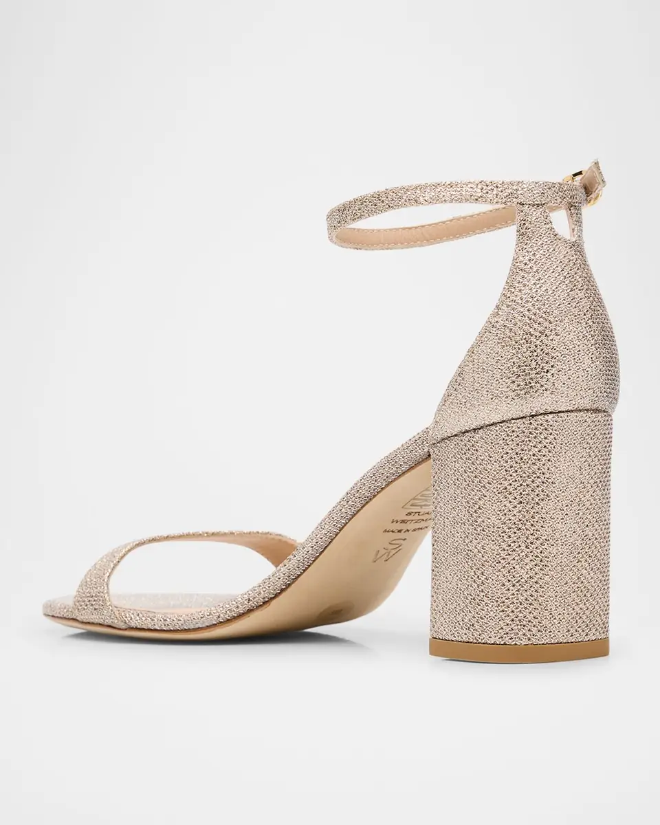 Stuart Weitzman Nudist 75mm Metallic Block Sandals | Thumbnail 4