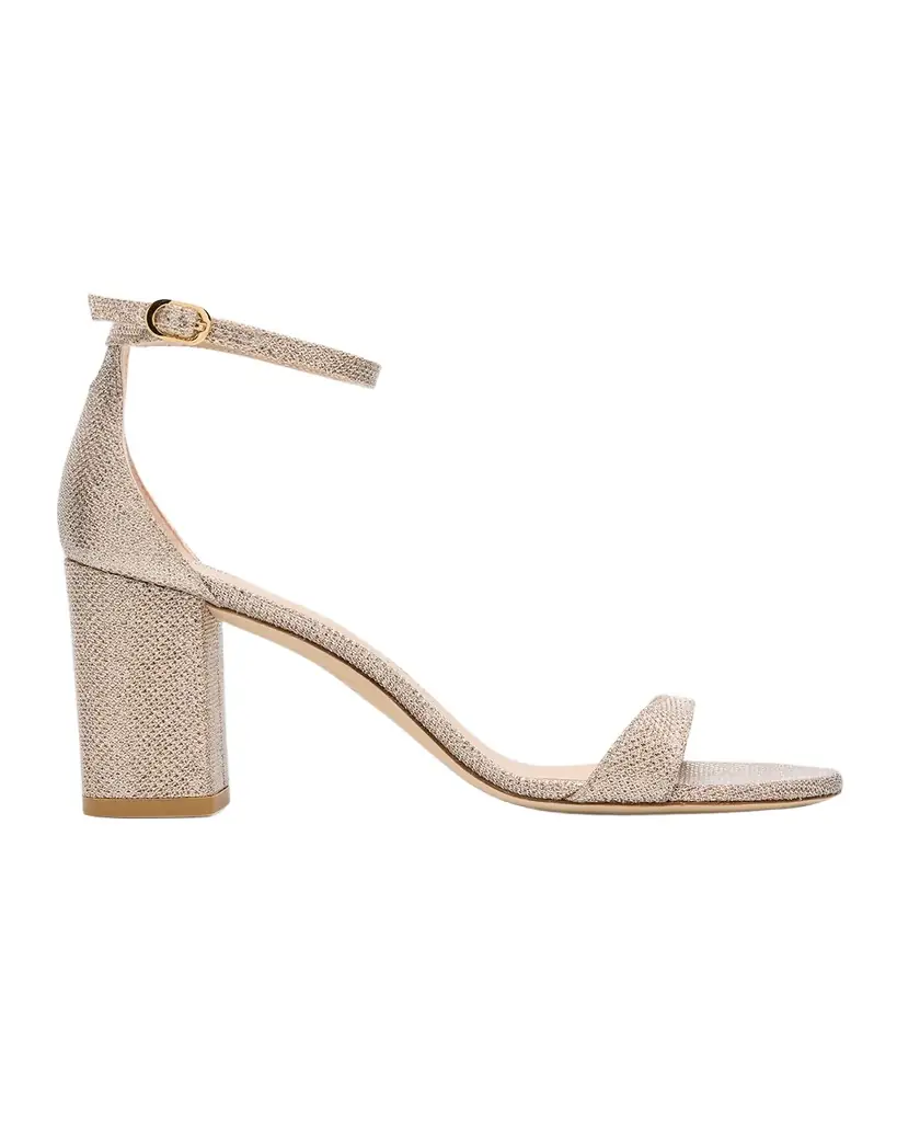 Stuart Weitzman Nudist 75mm Metallic Block Sandals | Image 1 Stuart Weitzman Nudist 75mm Metallic Block Sandals | Image 1
